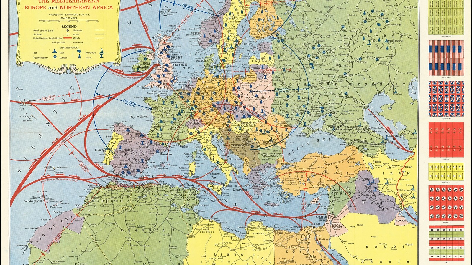 Carta geografica dell’Europa mediterranea e dell’Africa settentrionale