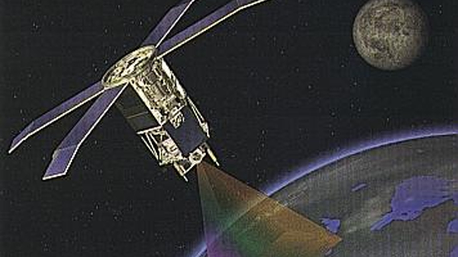 Satellite in orbita sopra la superficie terrestre