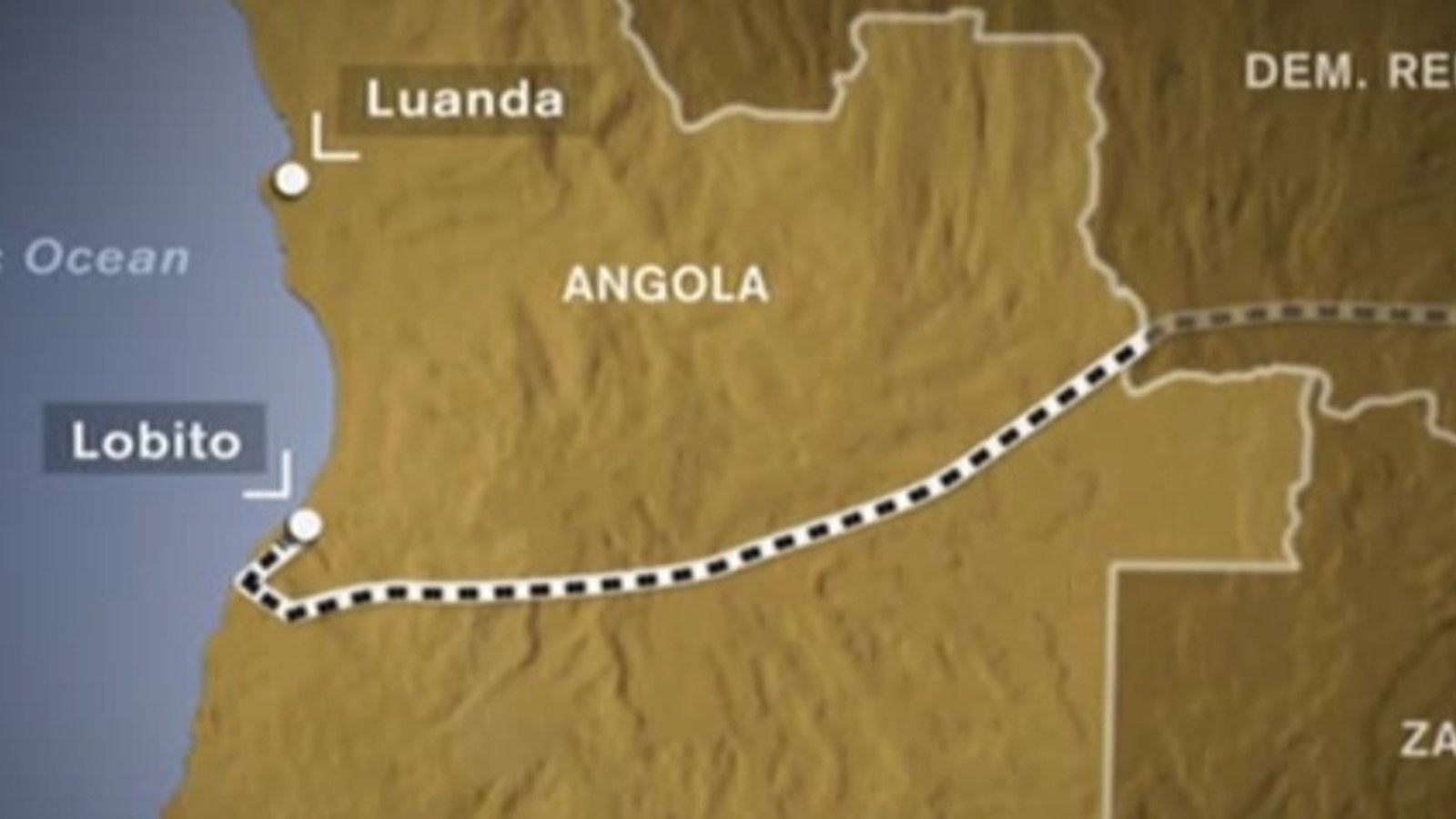 Tracciato ferroviario del Corridoio di Lobito in Angola