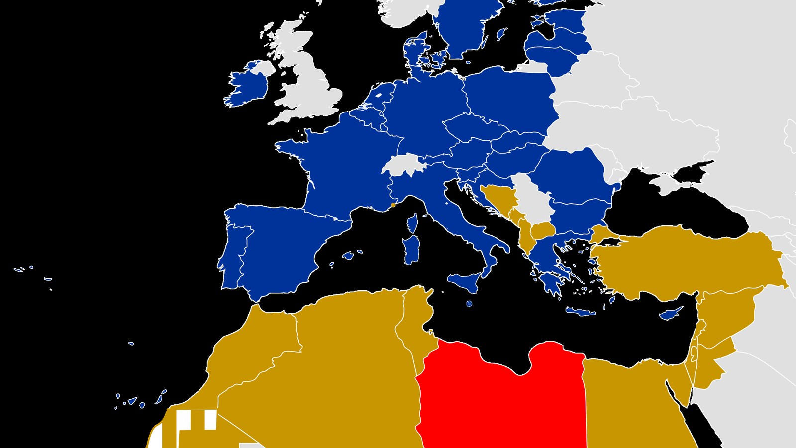 Mappa dei paesi dell’Unione per il Mediterraneo